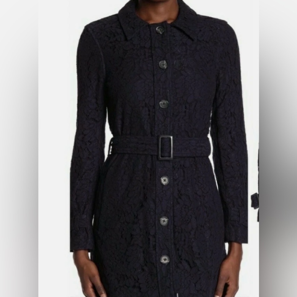 Cupcakes and Cashmere Navy Lace Trench Jacket Size Small